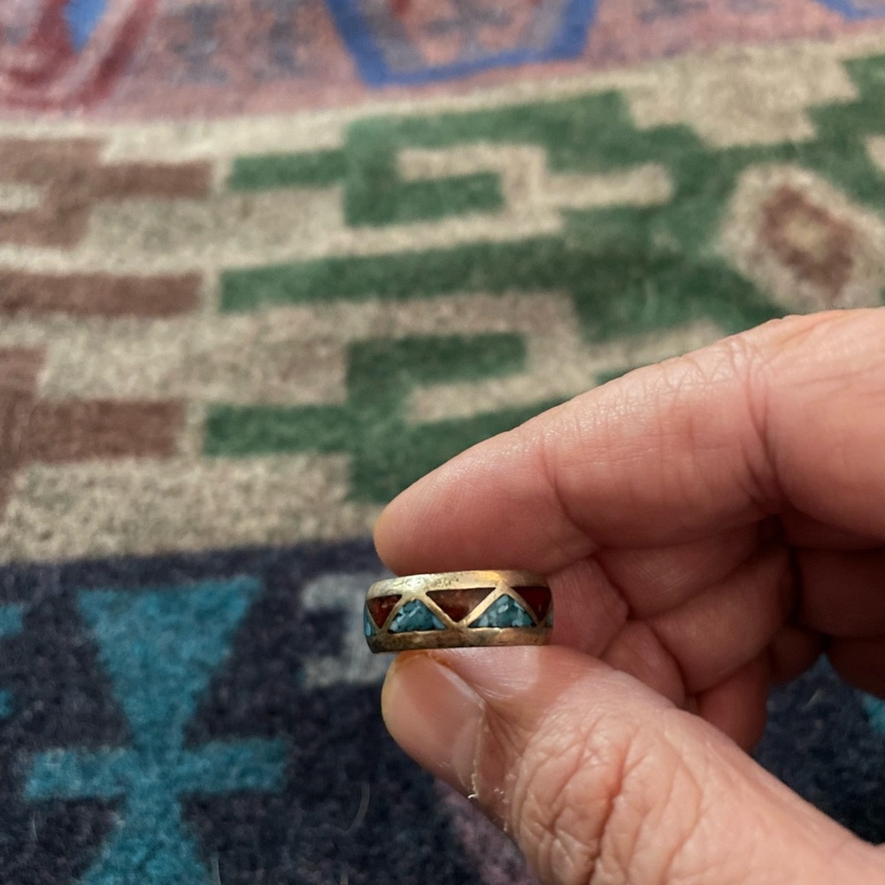 Geometric sterling silver and Turquoise Ring